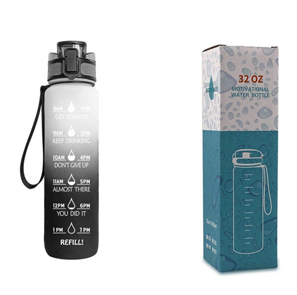 1L Tritan Water Bottle with Time Marker and Bounce Cover: Leakproof Sports Fitness Companion