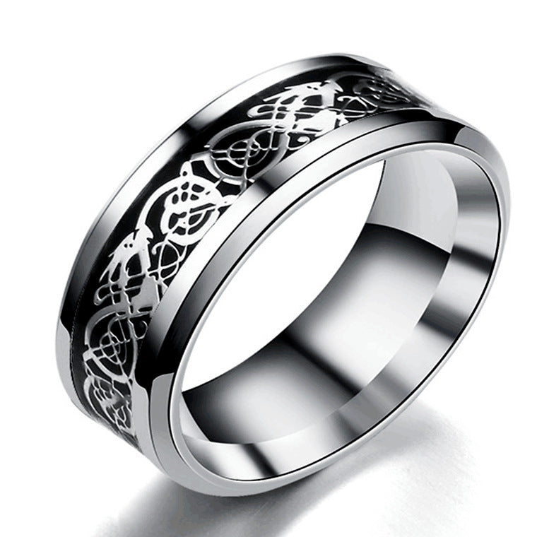 Dragon Pattern Men's Stainless Steel Ring - Kaldas Online Shopping