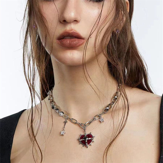 Spikes Patchwork Chain Necklace - Kaldas Online Shopping