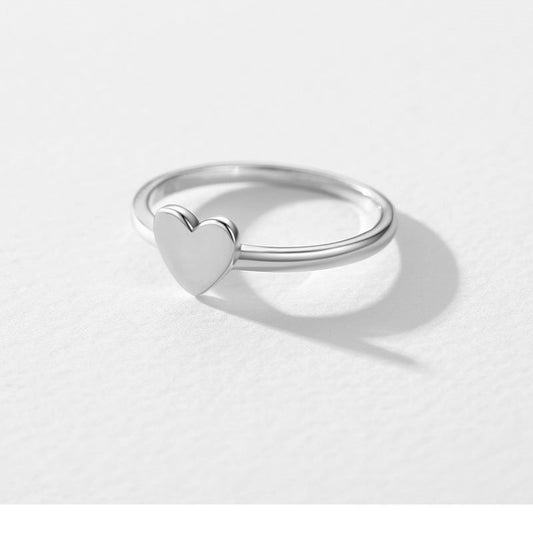 S925 Silver Glossy Heart-shaped Ring