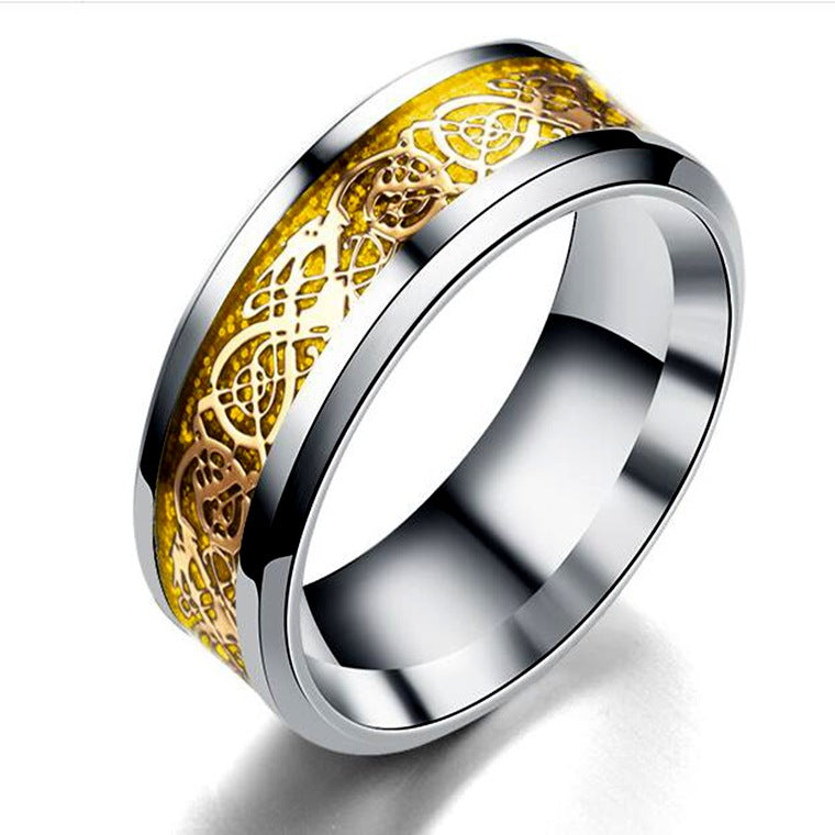 Dragon Pattern Men's Stainless Steel Ring - Kaldas Online Shopping