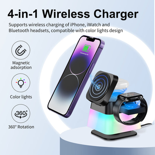 4-in-1 Rotatable Wireless Charger Stand for Phone