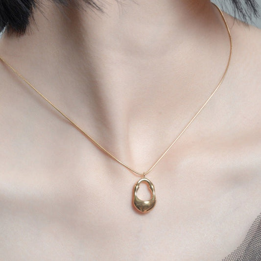 Stainless Steel Hollow Oval Necklace - Kaldas Online Shopping