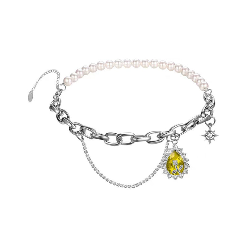 Rhinestone Pearl Necklace - Kaldas Online Shopping