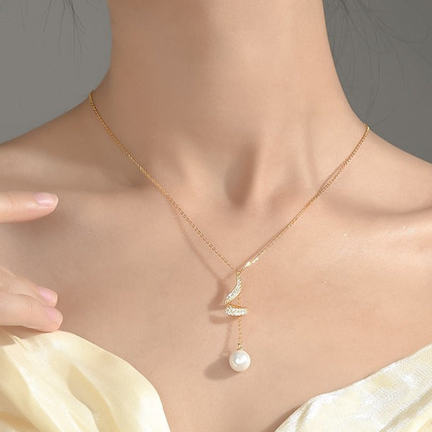 925 Sterling Silver Pearl Tassel Necklace