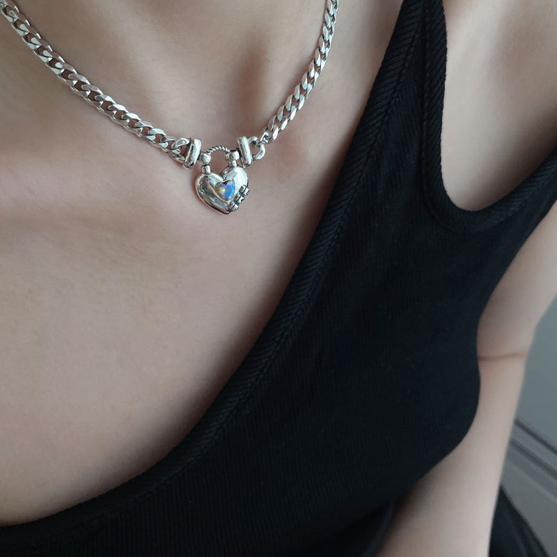 Thai Silver-Plated Heart Sweater Necklace
