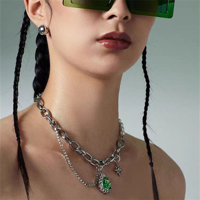 Rhinestone Pearl Necklace - Kaldas Online Shopping