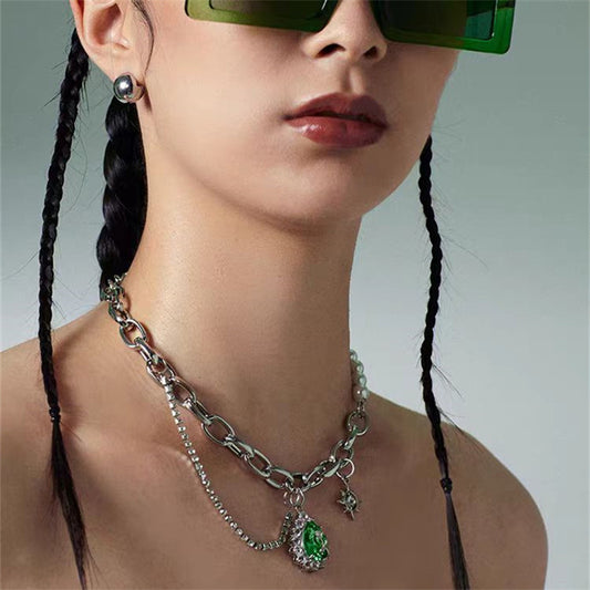 Rhinestone Pearl Necklace - Kaldas Online Shopping