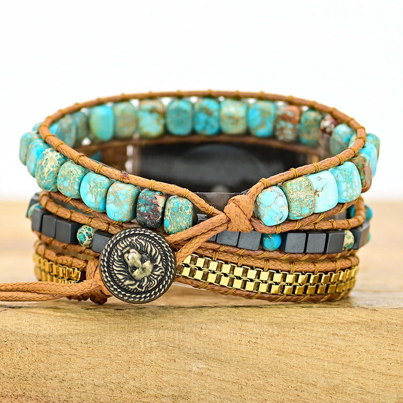 Large Turquoise Bead Boho Watch Band