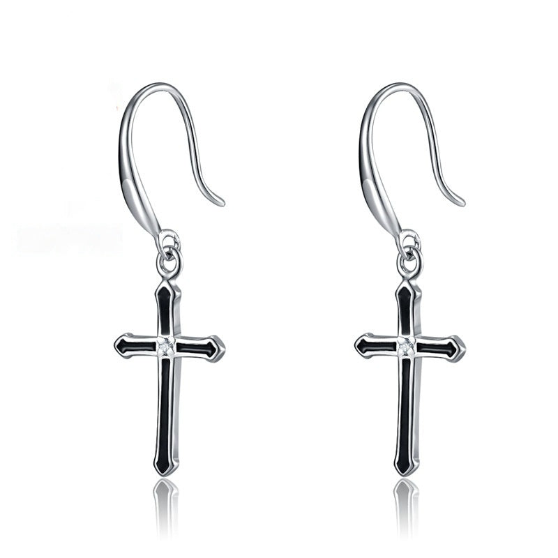 Sterling Silver Cross Eardrops Earrings