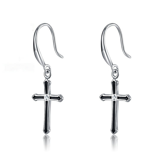 Sterling Silver Cross Eardrops Earrings