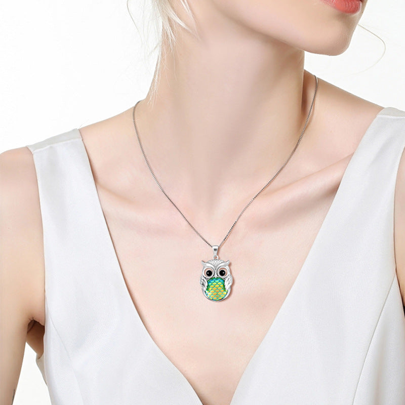 Sterling Silver Owl Pendant Necklace