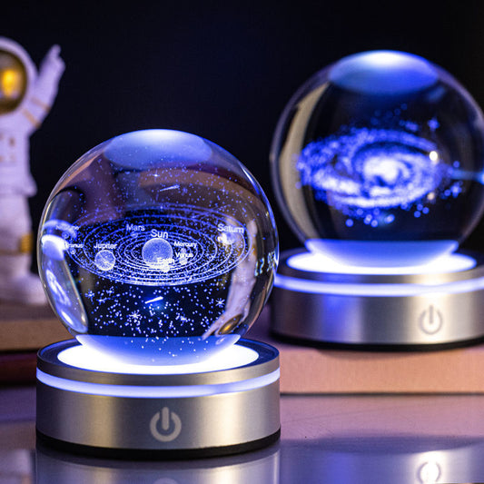 3D Inner Carving Luminous Crystal Ball Night Lamp