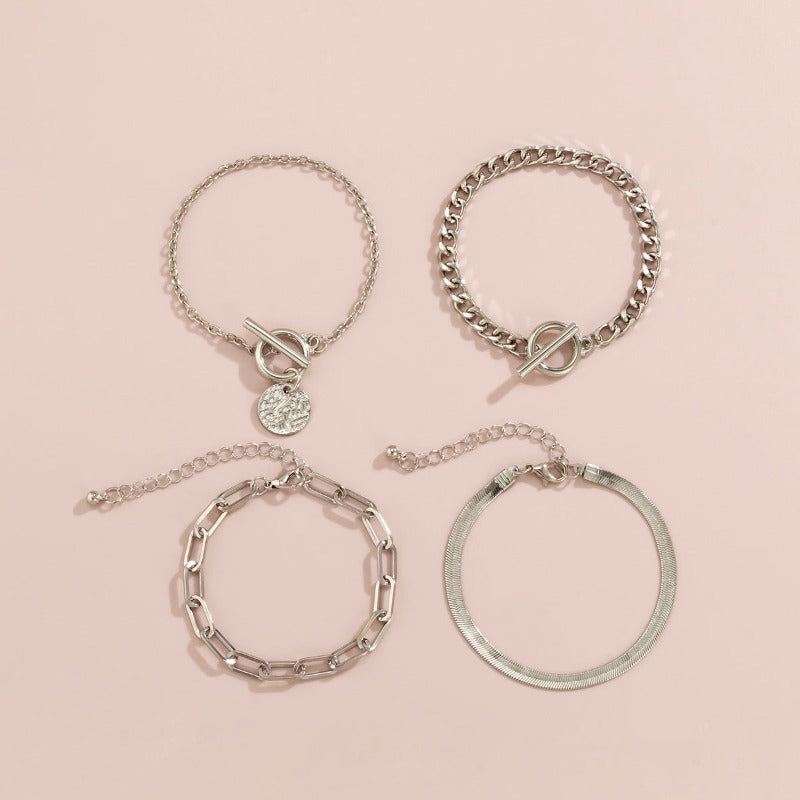 Metal Wind Hollow Chain 4 Bracelets Set