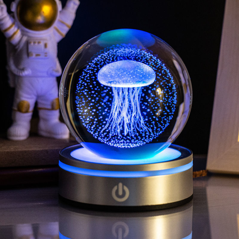 3D Inner Carving Luminous Crystal Ball Night Lamp
