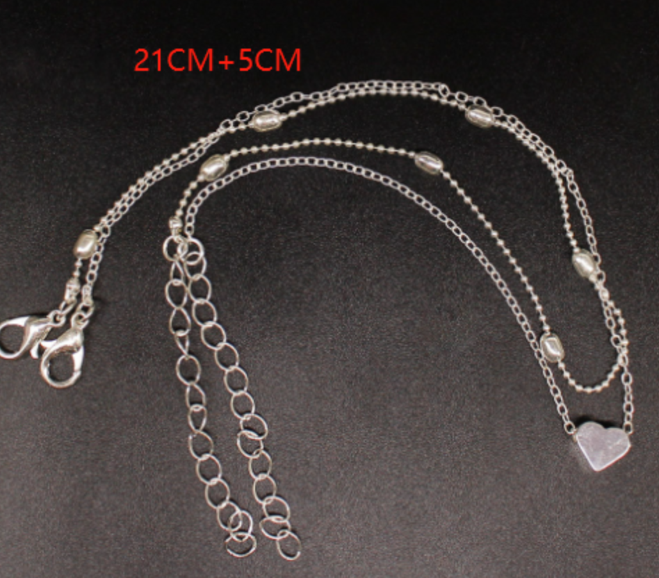 Double-layered heart-shaped anklet - Kaldas Online Shopping