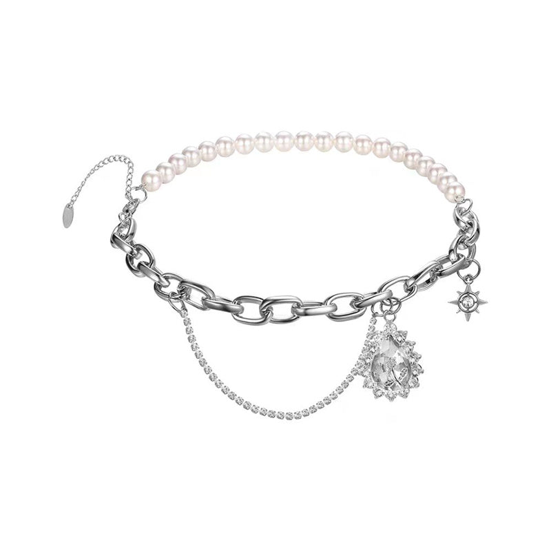 Rhinestone Pearl Necklace - Kaldas Online Shopping