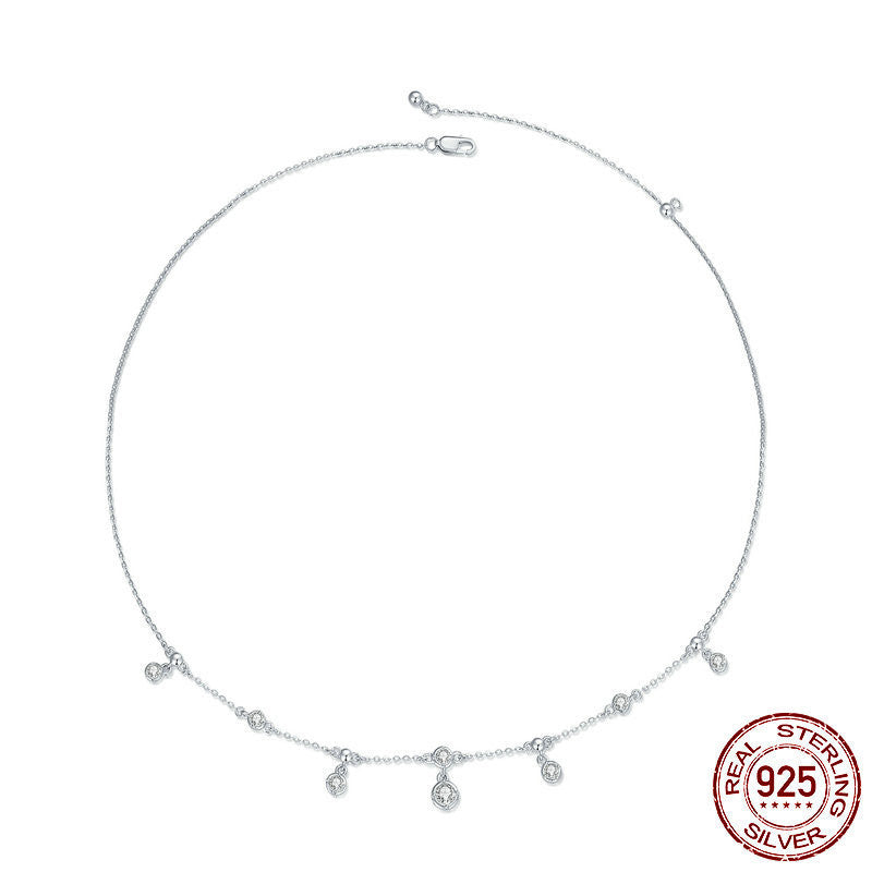S925 Sliver Heart-shaped Tassel Necklace