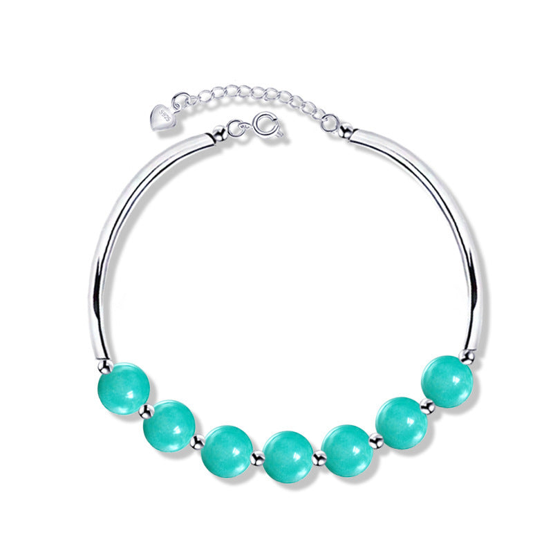 925 Sterling Silver Natural Crystal Masonite Bracelet