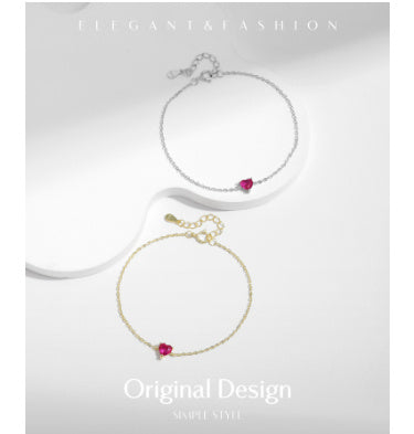 S925 Sterling Silver Love Ruby Bracelet