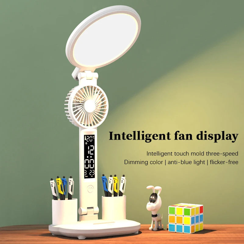 Foldable LED Desk Lamp with Dimmable LED Fan Light