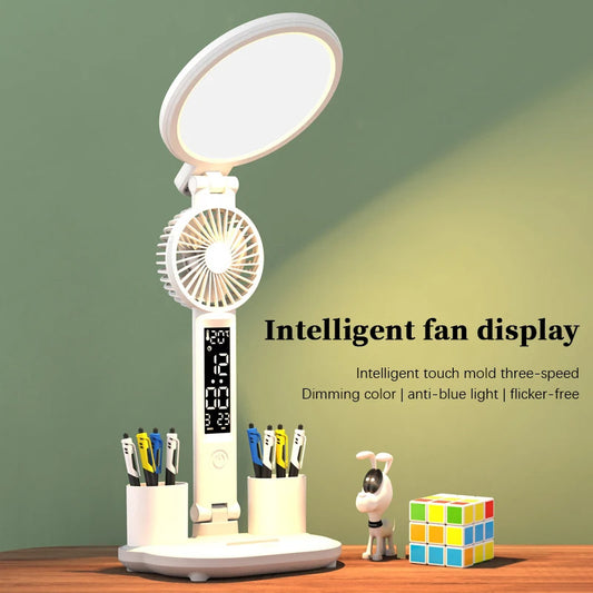 Foldable LED Desk Lamp with Dimmable LED Fan Light