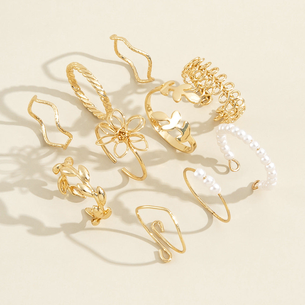 Openwork Flower Ring Set - Kaldas Online Shopping