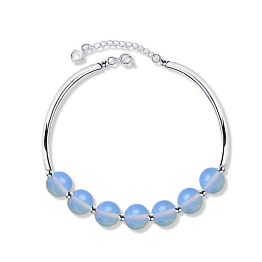 925 Sterling Silver Natural Crystal Masonite Bracelet