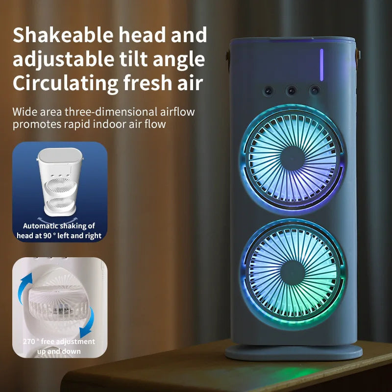 Double-Ended Portable Spray Fan & Humidifier: Compact Air Cooler & Conditioner