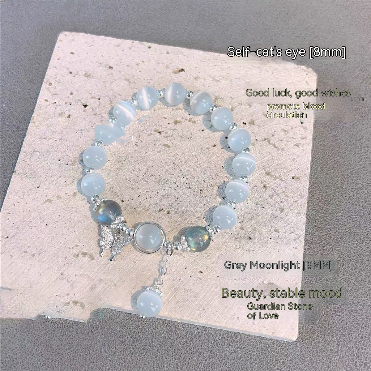 Gray Moonlight Butterfly Bracelet