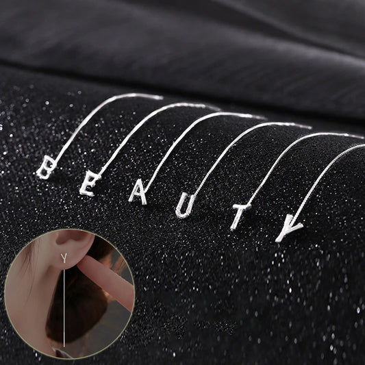 925 Sterling Silver Letters Drop Earrings