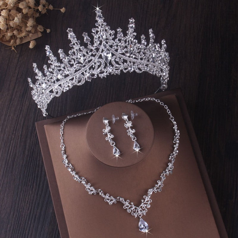 Silver Crystal Drop Bridal Jewelry Set - Kaldas Online Shopping