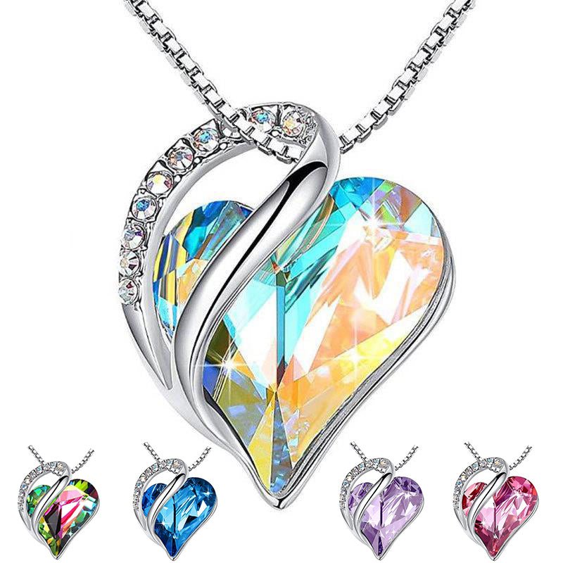 Sliver Heart Shaped Geometric Necklace - Kaldas Online Shopping