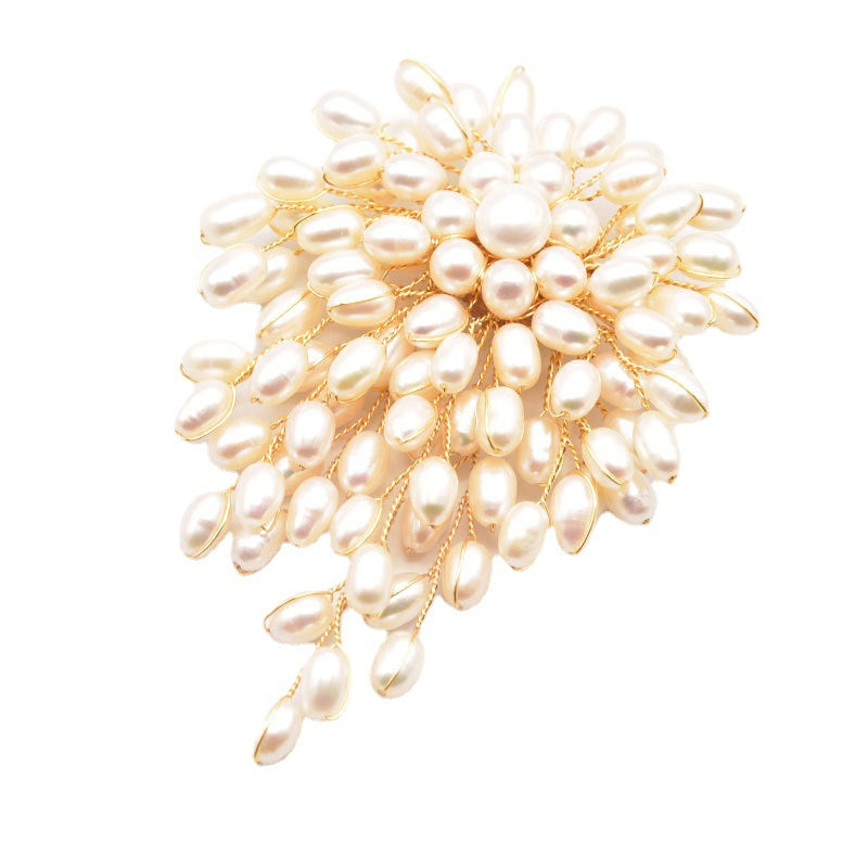 Natural Hand-woven Pearl Brooch - Kaldas Online Shopping