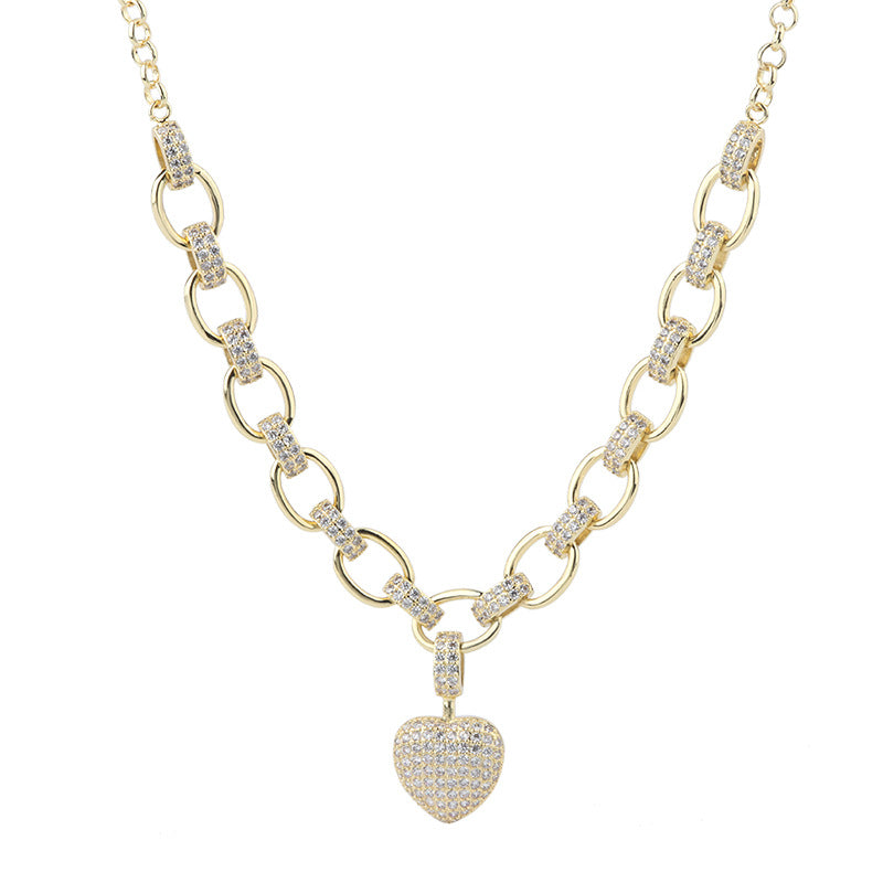 Micro Inlaid Heart-Shaped Necklace - Bracelet Set - Kaldas Online Shopping
