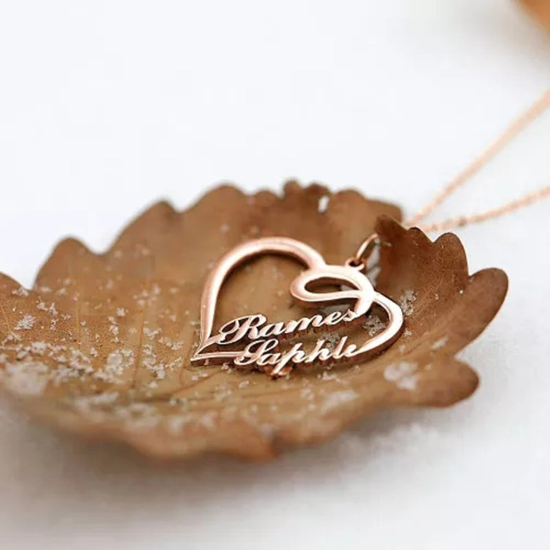 Personalized Double Heart Women Necklace - Kaldas Online Shopping