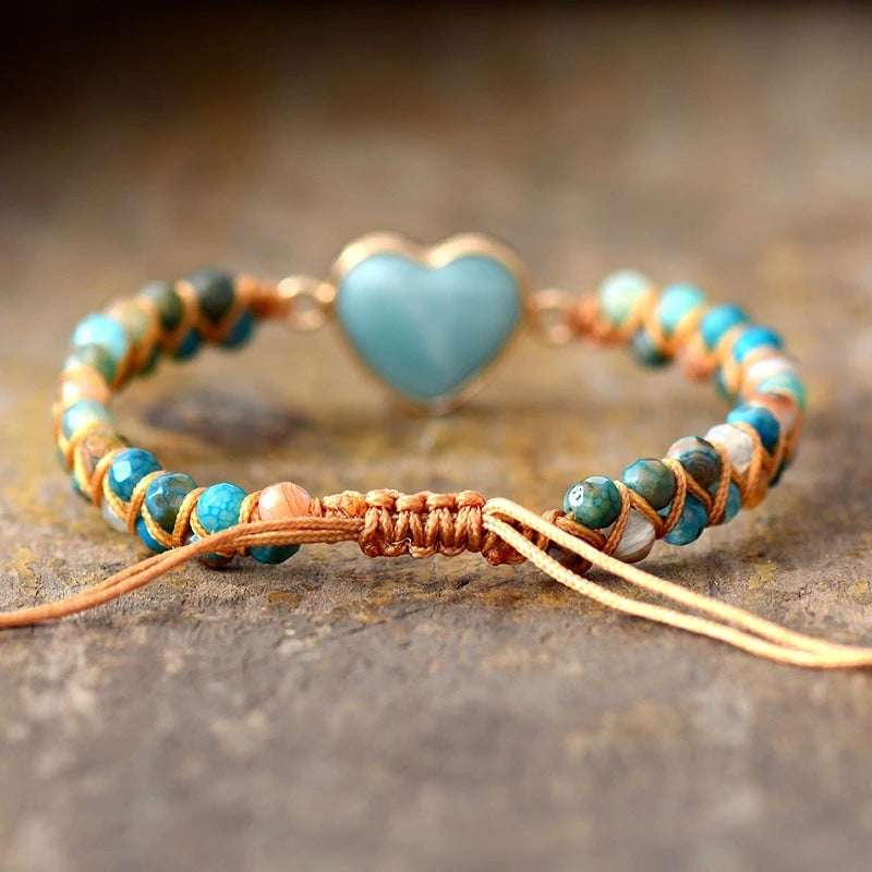 Blue Stone Heart-Shaped Bracelet - Kaldas Online Shopping