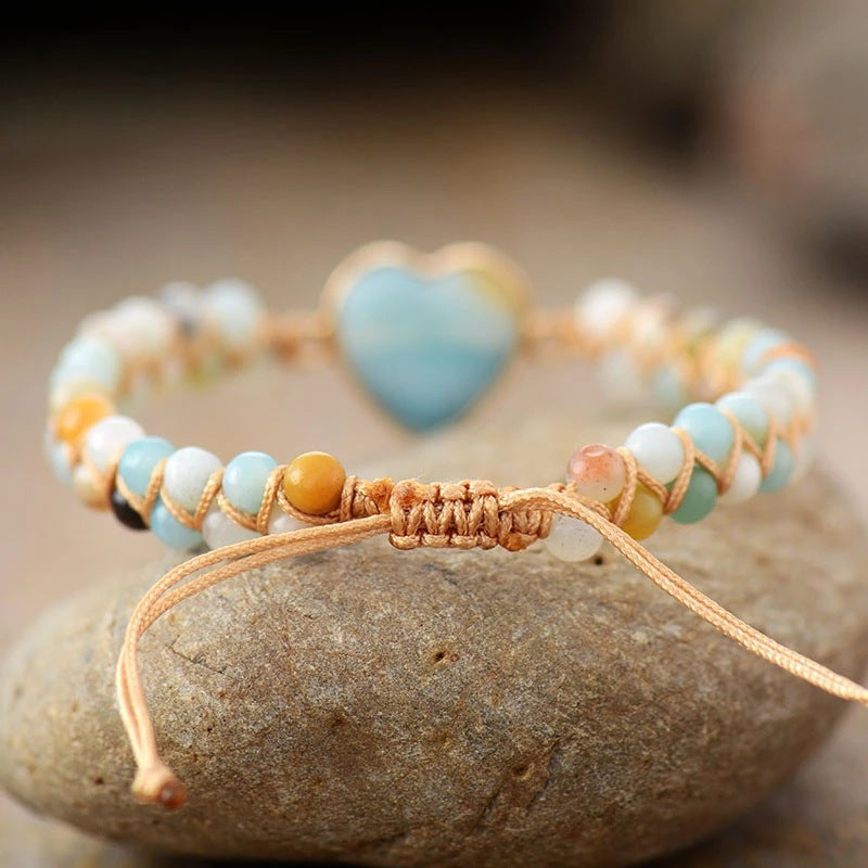 Blue Stone Heart-Shaped Bracelet - Kaldas Online Shopping