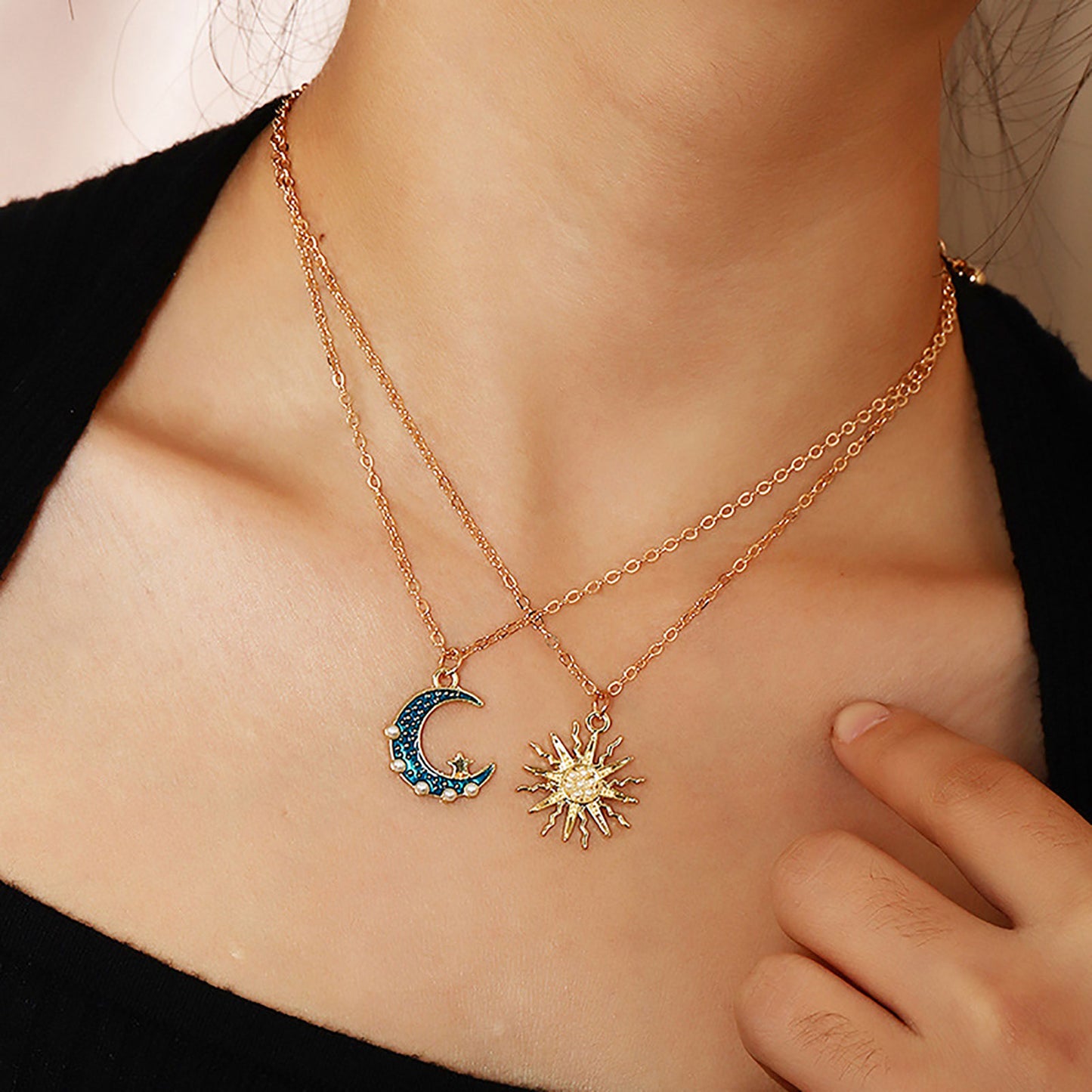 Sun Moon Necklace - Kaldas Online Shopping
