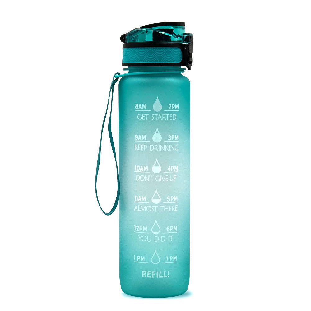 1L Tritan Water Bottle with Time Marker and Bounce Cover: Leakproof Sports Fitness Companion