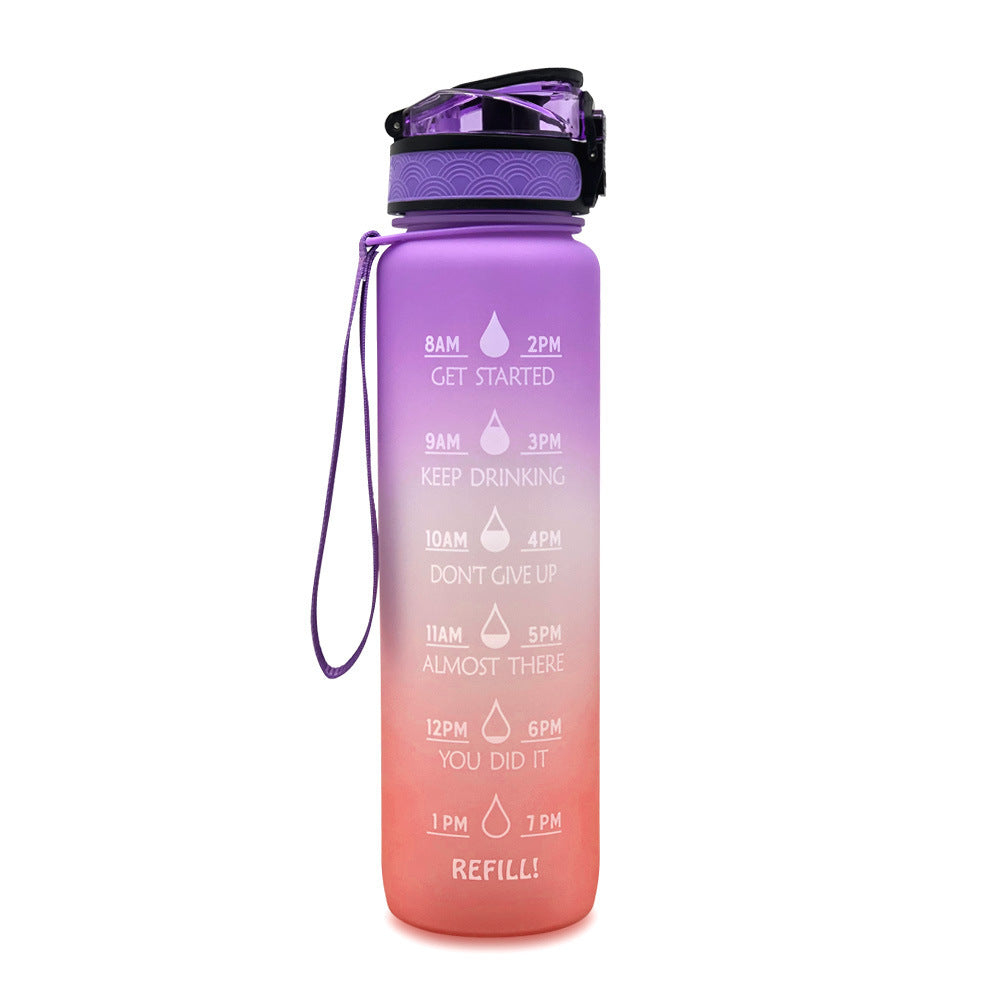 1L Tritan Water Bottle with Time Marker and Bounce Cover: Leakproof Sports Fitness Companion