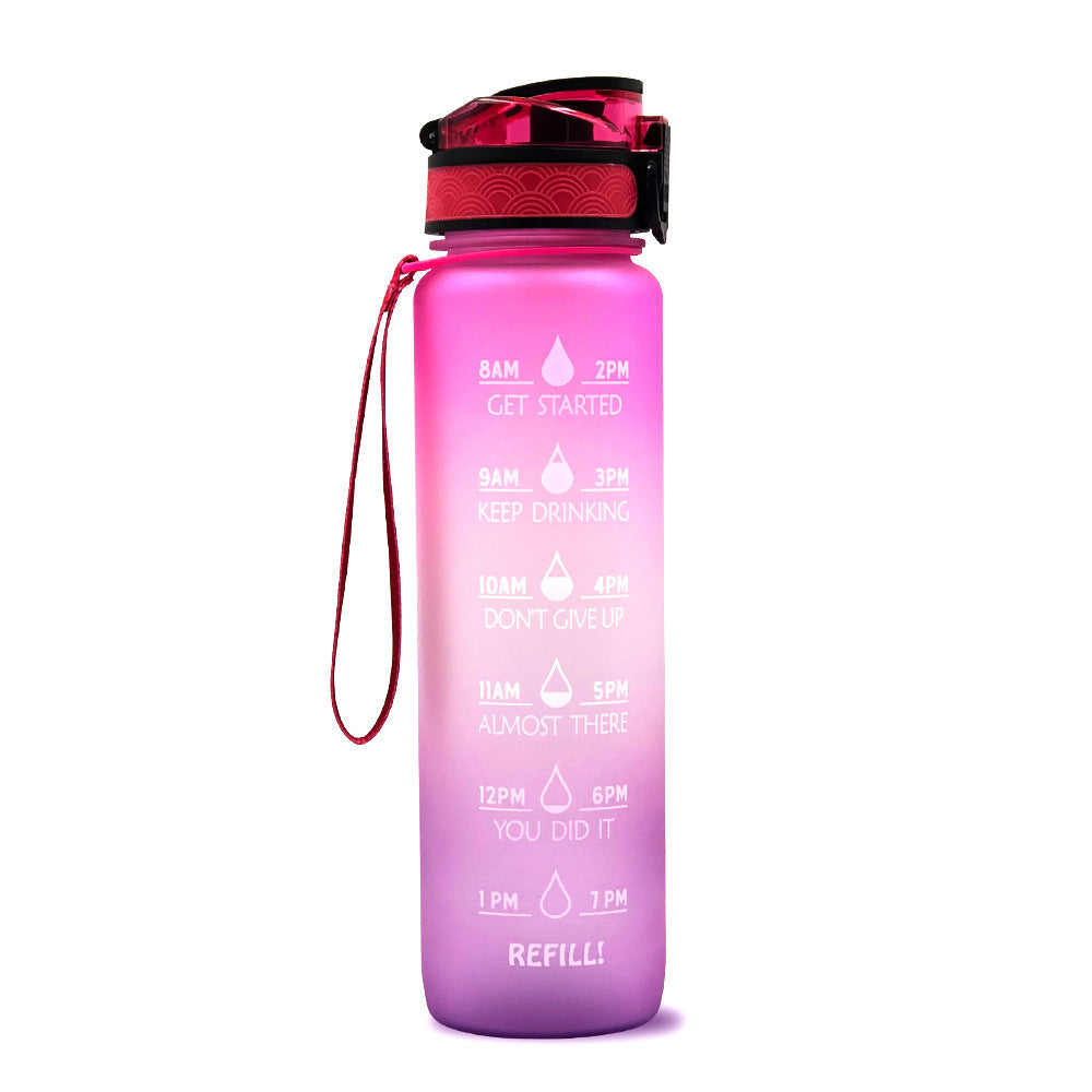1L Tritan Water Bottle with Time Marker and Bounce Cover: Leakproof Sports Fitness Companion