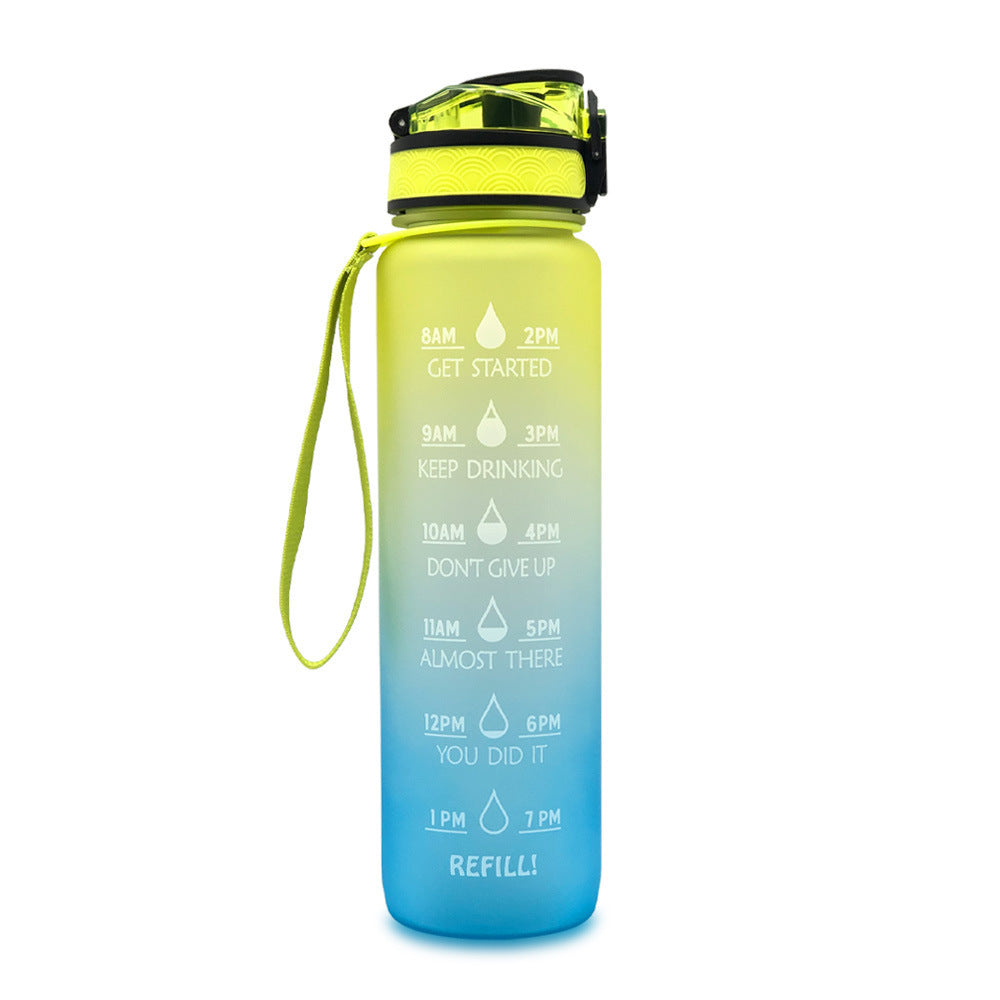 1L Tritan Water Bottle with Time Marker and Bounce Cover: Leakproof Sports Fitness Companion