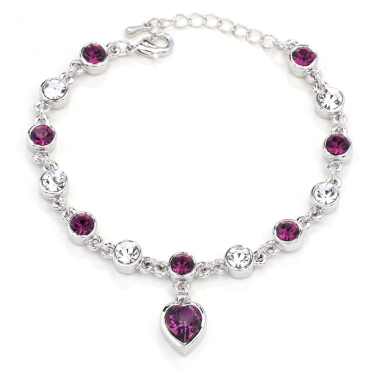 Alloy Peach Heart Crystal Bracelet