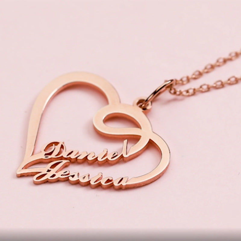 Double Heart Personalized Necklace - Kaldas Online Shopping