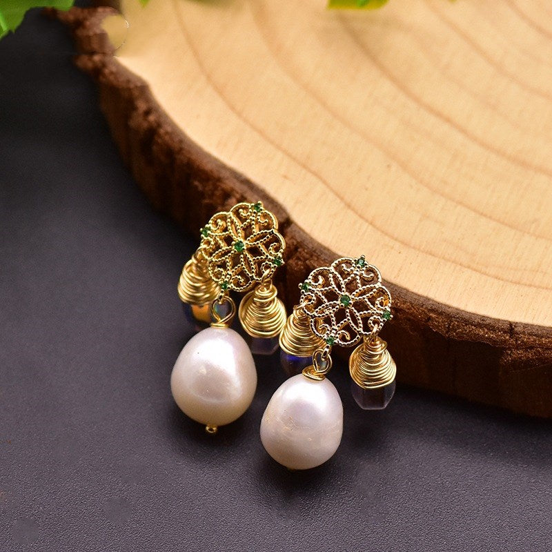 Natural Baroque Pearl Earrings - Kaldas Online Shopping