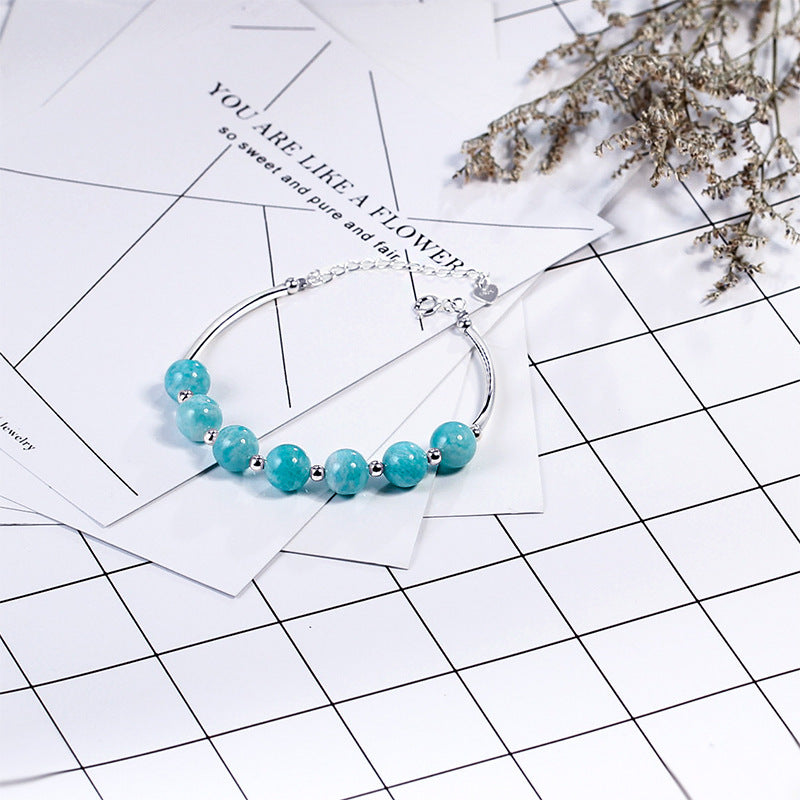 925 Sterling Silver Natural Crystal Masonite Bracelet