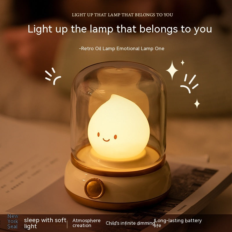 Retro Mini LED Night Lamp: USB Rechargeable Cartoon Table Lamp for Home & Decor