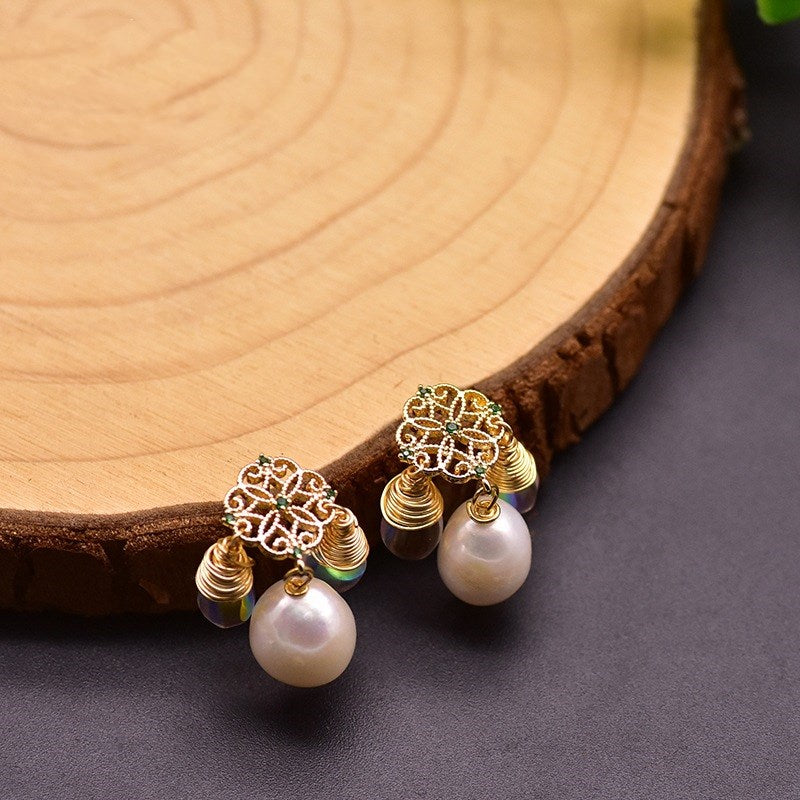 Natural Baroque Pearl Earrings - Kaldas Online Shopping