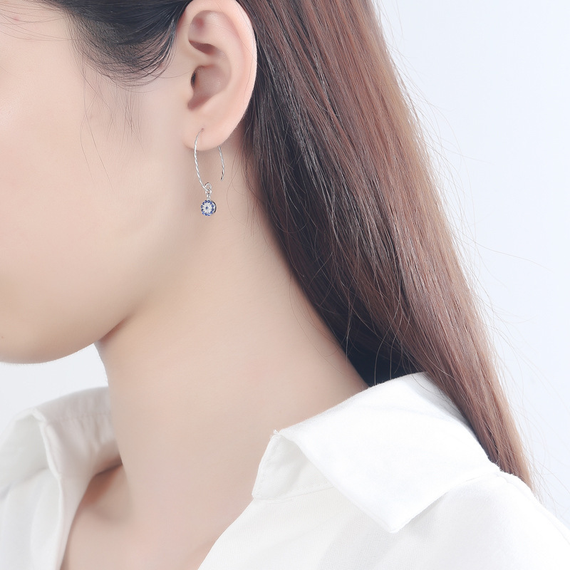 Sterling Silver Zircon Needle Earrings